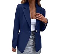 Blazer Femme Chic Et Elegant Paillettes - Femmes Décontracté Solide Bouton Unique Manches Longues Mince Costume Tempérament Blazers Manteau pour Dames (Dark Blue XXL)