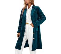 Blazer Femme Chic Et Elegant Paillettes - Trench-Coat Élégant en Velours À Manches Longues Revers Crantés Veste Décontractée Longue avec Coupe Ample Vêtement D'Extérieur Confortable (Sky Blue M)