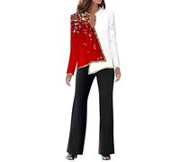 Blazer Femme Chic Et Elegant Tailleur Pour Mariage Grande Taille Pantalon Noir Veste Noire Combinaison Soirée Vetement Ensemble Tailleurs Sport Gilet Costume Travail Tailleurs-Jupes,C-Rouge,XXL