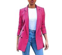 Blazer Femme Chic et Élégant Uni Costume Pas Cher Marque Bureau Affaires Blazer l'hiver Slim Fit Formal Blazers De Travail Blouson Jacket Vêtements Femme Rose Vif 3XL