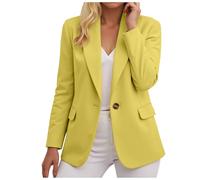 Blazer Femme Chic et Elegant Veste Blazer Couleur Unie Bouton Manches Longues ouvert sur le devant Veste à manches réglables poches à boutons Classique Bureau Tailleur Revers Manteau bureau et travail