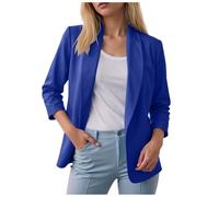 Blazer Femme Chic et Elegant Veste Blazer Couleur Unie Bouton Manches Longues ouvert sur le devant Veste à manches réglables poches à boutons Classique Bureau Tailleur Revers Manteau bureau et travail