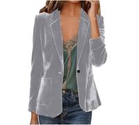 Blazer Femme Chic Et Elegant Veste Blazer en Velours Doux Et Confortable Veste De Costume Manches Longues avec Poche Bureau Travail Soirées Décontractées Tailleur Femme Slim Fit Revers Manteau