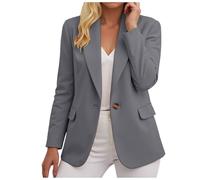Blazer Femme Chic et Elegant Veste Blazer Revers Couleur Unie Bouton Grande Taille Manches Longues Classique Bureau Travail Décontractées Tailleur Femme Slim Fit Veste Manteau pour Travail et Bureau