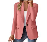 Blazer Femme Chic et Elegant Veste Blazer Revers Couleur Unie Bouton Grandes Tailles Manches Longues Classique Bureau Travail Soirées Décontractées Tailleur Femme Slim Fit Veste Manteau