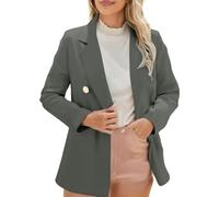 Blazer Femme Chic Et Elegant Veste Tailleur Femme Ajustée Travail Décontractée Jacket Mi Saison Long Mariage Blouson Classique Automne Imprimée 2#Gris XXL