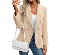 Blazer Femme Chic Et Elegant Veste Tailleur Femme Long Travail Tendance Jacket Automne Court Mariage Blouson Décontractée Mi Saison Couleur Unie 2#Beige XXL