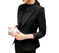 Blazer,Femme Couleur Unie Court Bureau Carrière Blazers Veste Noir M