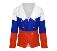 Blazer Femme Coupe Slim À Un Bouton Veste De Bureau Décontractée À Manches Longues Tailleur Imprimé Drapeau Russe Blazer Élégant pour Le Travail Et Le Bureau Tailleur L