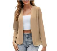 Blazer Femme Curvy Cardigan Chic et Elegant Manches Longues Costume à Revers Business Veste de Costume Tailleur Bureau d'affaires avec Poches Classique Slim Fit Blazers de Bureau Travail Quotidienne
