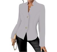 Blazer Femme Grande Taille Veste Tailleur Femme Ajustée Ceremonie Décontractée Jacket Printemps Court Mariage Blouson Classique Automne Couleur Unie 2#Gris Clair XXL