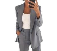 Blazer Femme Grande Taille Veste Tailleur Femme Ample Ceremonie Classique Jacket Printemps Long Travail Blouson Décontractée Automne Imprimée 2#Gris XXL