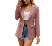 Blazer Femme Grande Taille Veste Tailleur Femme Ample Mariage Classique Jacket Printemps Court Ceremonie Blouson Décontractée Mi Saison Imprimée 1#Rose M