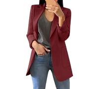 Blazer Femme Grande Taille - Votre Quotidien avec des Vestes pour Femmes Et des Vestes De Costume Une Pièce Polyvalente À Superposer pour des Tenues Décontractées (Red S)