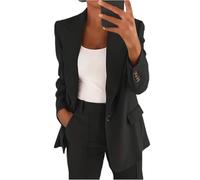 Blazer Femme Legere Veste Tailleur Femme Court Ceremonie Décontractée Jacket Mi Saison Ajustée Mariage Blouson Tendance Automne Imprimée 2#Noir XXL