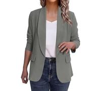 Blazer Femme Legere Veste Tailleur Femme Court Travail Mode Jacket Mi Saison Ajustée Mariage Blouson Classique Automne Couleur Unie 2#Gris Clair M