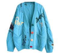 Blazer Femme Longue Fourrure Bleu Polyester Regular Fit Hiver Tricoté Décontracté Col Haut Manche Longue Generic