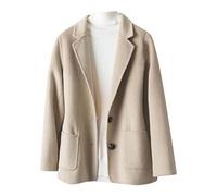 Blazer Femme Oversize - Femmes Dames Manteau Chaud Manteau Vestes Hiver À Manches Longues Doux Bouton Manteau Hiver Mode Vêtements D'Extérieur Hauts (Beige XXL)