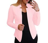 Blazer Femme Oversize - Femmes Décontracté Solide À Manches Longues Ouvert Devant Col Cranté Costume Cardigan Bureau Dames Veste Quotidien Travail Manteau (S)