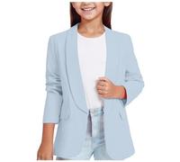 Blazer Fille Blazers à Manches Longues pour Filles Col ChâLe Veste De Costume Formelle avec Poche IntéRieure Printemps Elegant Manteau Enfant Couleur Unie 3-14 Ans