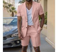 Blazer formel à manches courtes d'été pour hommes & short de costume, convient pour les fêtes d'affaires quotidiennes, les cérémonies L,M,S,XL,XXLUnicolorePolyester