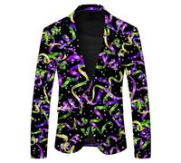 Blazer Homme à Motif Losange Carnaval, Veste Costume Homme Un Bouton Style Festif Classique, Veste Habillé Col Revers Grande Taille, Blazers Chic et Elegant Slim pour Célébrations et Partys Festifs