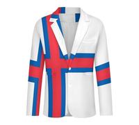 Blazer Homme Coupe Slim Imprimé Drapeau des Îles Féroé Veste Décontractée Sport Idéale pour Le Quotidien Bals Soirées Veste De Costume Légère 2 Boutons (2XL) Parfaite pour Affaires Le Quotidien