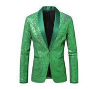 Blazer Homme De Fête avec Bouton Paillettes Carnaval Costume Col Châle Slim Fit Blazer De Loisirs Élégant Scintillante Veste De Smoking Soirée Festives Disco Party Costume Manteau