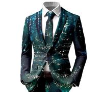 Blazer Homme de Noel Veste Costume Homme à Motif Imprimé Noël Blazers de Mariage Cérémonie Veste Blazer Chic et Elegant Costume de Noel Décontracté Costumes et Vestes Grande Taille Cardigan Hiver