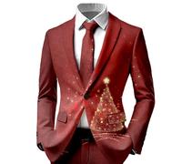 Blazer Homme de Noel Veste Costume Homme à Motif Imprimé Noël Blazers de Mariage Cérémonie Veste Blazer Chic et Elegant Costume de Noel Décontracté Costumes et Vestes Grande Taille Cardigan Hiver