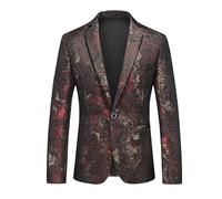 Blazer Homme Décontracté À Un Bouton Veste De Smoking Revers Cranté Blazer Léger Veste De Costume Jacquard À Motif Cachemire Tenue Formelle Professionnelle et Décontractée Idéale pour Un Ma
