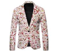 Blazer Homme Imprimé Bouton Carnaval Costume Col Châle Slim Fit Blazer De Loisirs Scintillante Élégant Ajustée Veste De Smoking Fête Costumée Festives Soirée Costume Manteau