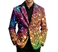 Blazer Homme Imprimé Fantaisie, Veste Moderne à la Coupe ajustée et imprimée de Sequins en Velours, idéale pour Les fêtes, avec Un détail Qui Attire Le Regard.