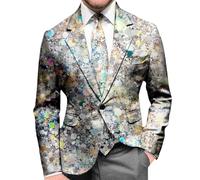 Blazer Homme Imprimé Paillette Bouton Costume De Carnaval Col Châle Slim Fit Blazer De Loisirs Élégant Scintillante Veste De Smoking Fête Costumée Festives Soirée Costume Manteau