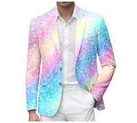 Blazer Homme Imprimé Paillette Bouton Costume De Carnaval Col Châle Slim Fit Blazer De Loisirs Élégant Scintillante Veste De Smoking Mariage Disco Party Club Costume Manteau