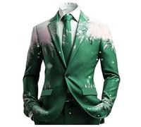 Blazer Homme Noel Mariage Business Casual Veste Costume Homme imprimé Flocon de Neige Blazer avec Un Bouton Chic et élégant Costume de Noel Grande Taille Costumes