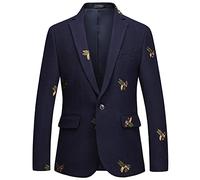 Blazer Homme Original - Costume de Mode décontracté pour Hommes Couleur Unie brodé Business Gentleman Costume brodé Veste De Travail Homme Chantier Blanc