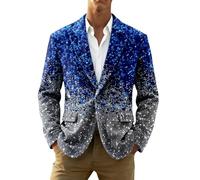 Blazer Homme Veste Costume Homme Carnaval Blazer Paillette A Disco Rouge Violette Queue De Pie À Paillettes Blazers Décoré Dorée 3XL Strass Et Déguisement Mexicain Chic Elegant Fluo Bleu Chine