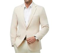 Blazer Homme Veste De Costume Coupe Regular 1 Bouton pour Mariage Bureau Cérémonie et Soirée Beige XXL