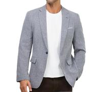 Blazer Homme Veste De Costume Coupe Regular 1 Bouton pour Mariage Bureau Cérémonie et Soirée Bleu Gris S