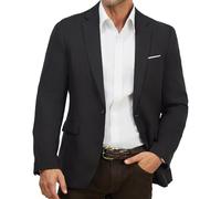 Blazer Homme Veste De Costume Coupe Regular 1 Bouton pour Mariage Bureau Cérémonie et Soirée Noir M