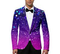 Blazer Homme Veste De Costume Homme Costume Fluo Strass Et Paillettes Blazers Vert Sequin Paillette Croisé Japonaise Disco Soiree Costumes Rouge Serpent Déguisement Queue Pie XXL Vestes Violet Noir