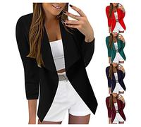 Blazer long à revers, haut léger pour femmes, vestes décontractées à manches longues pour femmes, petit costume, vestes simples et fines, blazer en lin, grande taille, coupe courte, bureau, travail