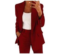 Blazer long élégant pour femme - Avec un bouton ouvert sur le devant - Col à revers - Blazer long - Pour le travail, le bureau, la mi-saison - Tenue d'affaires - Couleur unie - Casual - Veste