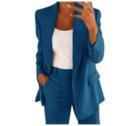 Blazer long élégant pour femme - Avec un bouton ouvert sur le devant - Col à revers - Blazer long - Pour le travail, le bureau, la mi-saison - Tenue d'affaires - Couleur unie - Casual - Veste