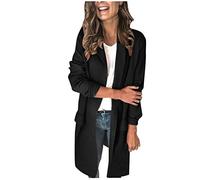 Blazer long élégant pour femme - Blazer à manches longues - Blazer léger et sportif - Pour blazer d'été - Élégante et légère - Longue veste de transition moderne - Veste d'été cintrée - Jersey tweed,