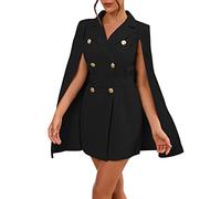 Blazer long et élégant pour femme - Veste de costume avec manches fendues - Cape poncho - Col en V - Robe de bureau - Deux pièces - Manteau business - Robe midi - Cape décontractée - Manteau