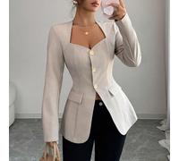 Blazer minimaliste à manches longues de couleur unie pour femmes, pour un port casual au quotidien, automne, retour à l'école, concert country, tenue de bureau décontractée, pour les femmes, soirée, a