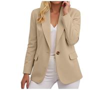 Blazer Ouvert sur Le Devant Femme Veste Blazer à Manches réglables avec des Poches à Boutons Chic et Elegant Veste Couleur Unie Bouton Grandes Tailles Manches Longues Classique Bureau Travail