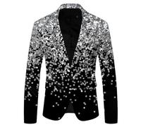 Blazer Paillette Homme Slim Fit Veste Costume Vintage avec Bouton Brillant Sequins Outwear éLéGant pour Carnaval CéRéMonie Mariage FêTe Cosplay Disco Party SoiréE ScèNe Club Halloween Rave